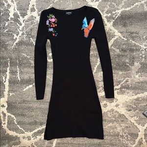 Bebe Embroidered Black Dress Size M